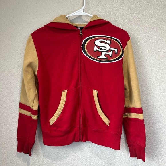 NFL SF 49ers Youth Zip Front Hooded Sweatshirt Jacket - Picture 1 of 5